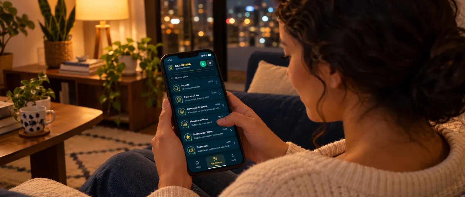 App ZAP GFibra: boleto, Pix e suporte da sua internet no celular